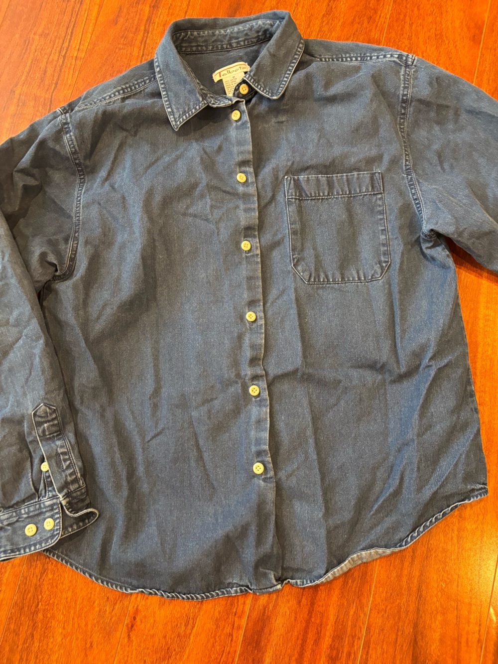 Talbots Dark Blue Button-Down Denim Shirt